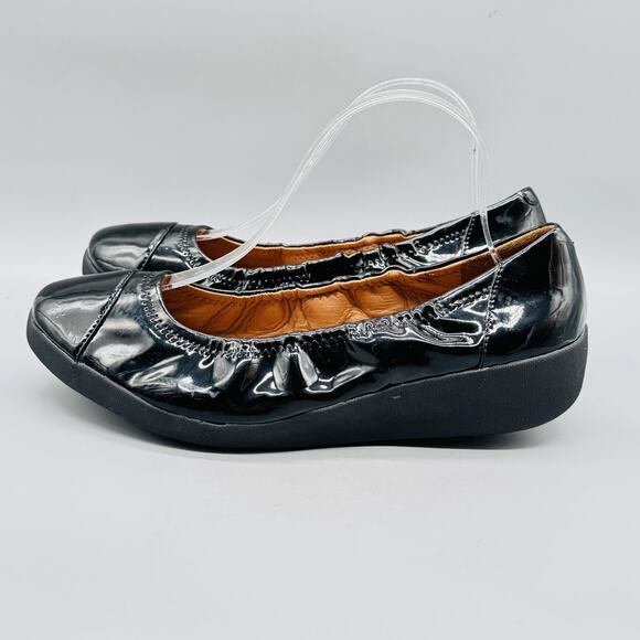 FitFlop Shoes Women 10 Black Patent Leather F-Pop Slip On Ballet Flats Comfort - Picture 3 of 12